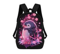 sinyumoney Mochila Infantil 3D Shiny Pink Flower Penguin Mochilas Estampadas Mochila Escolar Ligera Mochila Escolar Divertida Y Moderna Mochila De Día Para Estudiantes Para Niños 17inch