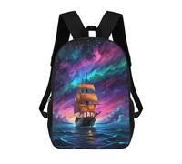 sinyumoney Mochila Infantil 3D Ship Sea Aurora Borealis Mochilas Estampadas Mochila Escolar Ligera Mochila Escolar Divertida Y Moderna Mochila De Día Para Estudiantes Para Niños 17inch