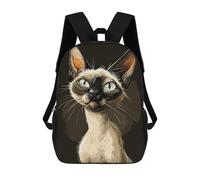 sinyumoney Mochila Infantil 3D Siamese Cat Caricature Mochilas Estampadas Mochila Escolar Mochilas Escolares Ligeras Mochila Divertida Y Moderna Mochila De Día Para Estudiantes Para Niños 17inch