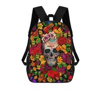 sinyumoney Mochila Infantil 3D Skull And Flowers Mochilas Estampadas Mochila Escolar Mochilas Escolares Ligeras Mochila Divertida Y Moderna Mochila De Día Para Estudiantes Para Niños 17inch