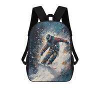 sinyumoney Mochila Infantil 3D Snowboarder Oil Painting Mochilas Estampadas Mochila Escolar Mochilas Escolares Ligeras Mochila Divertida Y Moderna Mochila De Día Para Estudiantes Para Niños 17inch