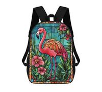 sinyumoney Mochila Infantil 3D Stained Glass Flamingo Mochilas Estampadas Mochila Escolar Mochilas Escolares Ligeras Mochila Divertida Y Moderna Mochila De Día Para Estudiantes Para Niños 17inch