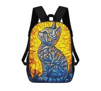 sinyumoney Mochila Infantil 3D Stained Glass Kitten Mochilas Estampadas Mochila Escolar Mochilas Escolares Ligeras Mochila Divertida Y Moderna Mochila De Día Para Estudiantes Para Niños 17inch
