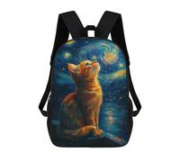 sinyumoney Mochila Infantil 3D Starry Night Cat Mochilas Estampadas Mochila Escolar Ligera Mochila Escolar Divertida Y Moderna Mochila De Día Para Estudiantes Para Niños 17inch