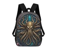 sinyumoney Mochila Infantil 3D Steampunk Golden Kraken Mochilas Estampadas Mochila Escolar Ligera Mochila Escolar Divertida Y Moderna Mochila De Día Para Estudiantes Para Niños 17inch