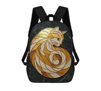 sinyumoney Mochila Infantil 3D Stylized Cat Art Glass Mochilas Estampadas Mochila Escolar Mochilas Escolares Ligeras Mochila Divertida Y Moderna Mochila De Día Para Estudiantes Para Niños 17inch