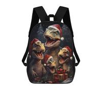 sinyumoney Mochila Infantil 3D T Rex Xmas Family Mochilas Estampadas Mochila Escolar Mochilas Escolares Ligeras Mochila Divertida Y Moderna Mochila De Día Para Estudiantes Para Niños 17inch