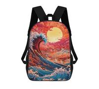 sinyumoney Mochila Infantil 3D The Great Wave Kanagawa Mochilas Estampadas Mochila Escolar Ligera Mochila Escolar Divertida Y Moderna Mochila De Día Para Estudiantes Para Niños 17inch