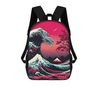 sinyumoney Mochila Infantil 3D The Great Wave Mochilas Estampadas Mochila Escolar Mochilas Escolares Ligeras Mochila Divertida Y Moderna Mochila De Día Para Estudiantes Para Niños 17inch