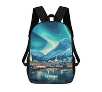 sinyumoney Mochila Infantil 3D Tromso, Norway Night Sky Mochilas Estampadas Mochila Escolar Ligera Mochila Escolar Divertida Y Moderna Mochila De Día Para Estudiantes Para Niños 17inch