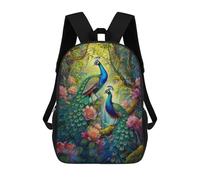 sinyumoney Mochila Infantil 3D Two Beautiful Peacock Mochilas Estampadas Mochila Escolar Ligera Mochila Escolar Divertida Y Moderna Mochila De Día Para Estudiantes Para Niños 17inch