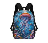 sinyumoney Mochila Infantil 3D Vibrant Jellyfish Underwater Mochilas Estampadas Mochila Escolar Ligera Mochila Escolar Divertida Y Moderna Mochila De Día Para Estudiantes Para Niños 17inch