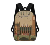 sinyumoney Mochila Infantil 3D Vintage London England Art Mochilas Estampadas Mochila Escolar Mochilas Escolares Ligeras Mochila Divertida Y Moderna Mochila De Día Para Estudiantes Para Niños 17inch