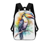 sinyumoney Mochila Infantil 3D Watercolor Toucan Painting Mochilas Estampadas Mochila Escolar Ligera Mochila Escolar Divertida Y Moderna Mochila De Día Para Estudiantes Para Niños 17inch