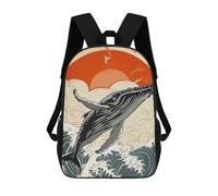 sinyumoney Mochila Infantil 3D Whale Breaching Ocean Mochilas Estampadas Mochila Escolar Ligera Mochila Escolar Divertida Y Moderna Mochila De Día Para Estudiantes Para Niños 17inch