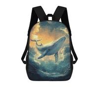 sinyumoney Mochila Infantil 3D Whale in Dreamy Ocean Scene Mochilas Estampadas Mochila Escolar Mochilas Escolares Ligeras Mochila Divertida Y Moderna Mochila De Día Para Estudiantes Para Niños 17inch
