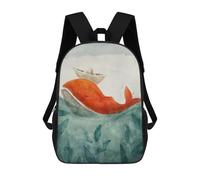 sinyumoney Mochila Infantil 3D Whale with Paper Boat Mochilas Estampadas Mochila Escolar Mochilas Escolares Ligeras Mochila Divertida Y Moderna Mochila De Día Para Estudiantes Para Niños 17inch