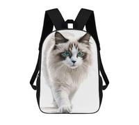 sinyumoney Mochila Infantil 3D White Cat with Green Eyes Mochilas Estampadas Mochila Escolar Mochilas Escolares Ligeras Mochila Divertida Y Moderna Mochila De Día Para Estudiantes Para Niños 17inch