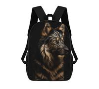 sinyumoney Mochila Infantil 3D Wolf Gold Dark Animal Mochilas Estampadas Mochila Escolar Mochilas Escolares Ligeras Mochila Divertida Y Moderna Mochila De Día Para Estudiantes Para Niños 17inch