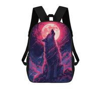 sinyumoney Mochila Infantil 3D Wolf Howling at The Moon Mochilas Estampadas Mochila Escolar Mochilas Escolares Ligeras Mochila Divertida Y Moderna Mochila De Día Para Estudiantes Para Niños 17inch