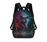 sinyumoney Mochila Infantil 3D Wolf Water Neon Smoke Art Mochilas Estampadas Mochila Escolar Mochilas Escolares Ligeras Mochila Divertida Y Moderna Mochila De Día Para Estudiantes Para Niños 17inch