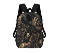 sinyumoney Mochila Infantil Abstract GoldBlack Octopus Mochila Escolar 3D Mochila Escolar Para Niños Mochilas Escolares Mochila De Moda Con Bolsillo Bolsas Para Libros 17inch