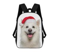 sinyumoney Mochila Infantil American Eskimo Dog with Santa Hat Portrait Mochila Escolar 3D Mochila Escolar Para Niños Mochilas Escolares Mochila De Moda Con Bolsillo Bolsas Para Libros 17inch