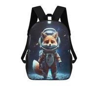 sinyumoney Mochila Infantil Astronaut Fox in Space Mochila Escolar 3D Mochila Escolar Para Niños Mochilas Escolares Mochila De Moda Con Bolsillo Bolsas Para Libros 17inch