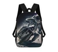 sinyumoney Mochila Infantil Astronaut Motorcycle Moon Ride Mochila Escolar 3D Mochila Escolar Para Niños Mochilas Escolares Mochila De Moda Con Bolsillo Bolsas Para Libros 17inch