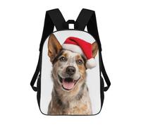 sinyumoney Mochila Infantil Australian Cattle Dog with Santa Hat Mochila Escolar 3D Mochila Escolar Para Niños Mochilas Escolares Mochila De Moda Con Bolsillo Bolsas Para Libros 17inch