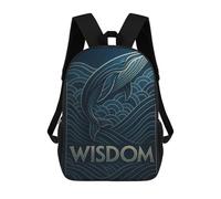 sinyumoney Mochila Infantil Azure Whale Wisdom Art Deco Mochila Escolar 3D Mochila Escolar Para Niños Mochilas Escolares Mochila De Moda Con Bolsillo Bolsas Para Libros 17inch