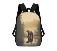 sinyumoney Mochila Infantil, Bear in Misty Forest Mochila Escolar De Gran Capacidad Para Estudiantes, Mochila Para Libros, Mochila Para Niños, Niñas, Adultos Y Adolescentes 17inch