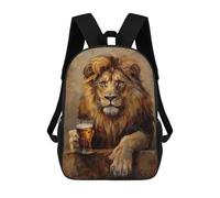 sinyumoney Mochila Infantil Beer Drinking Lion Para Niños Y Niñas, Mochila De Viaje Para Niños, Mochila Escolar Para Adolescentes 17inch