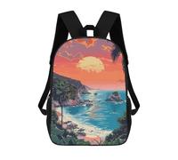 sinyumoney Mochila Infantil Big Sur Beach Pixel Art Para Niños Y Niñas, Mochila De Viaje Para Niños, Mochila Escolar Para Adolescentes 17inch