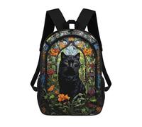 sinyumoney Mochila Infantil Black Cat Stained Glass Mochila Escolar 3D Mochila Escolar Para Niños Mochilas Escolares Mochila De Moda Con Bolsillo Bolsas Para Libros 17inch