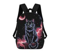 sinyumoney Mochila Infantil Black Cat Under Crescent Moon Art Mochila Escolar 3D Mochila Escolar Para Niños Mochilas Escolares Mochila De Moda Con Bolsillo Bolsas Para Libros 17inch