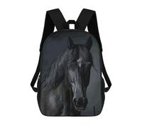 sinyumoney Mochila Infantil, Black Horse Mochila Escolar De Gran Capacidad Para Estudiantes, Mochila Para Libros, Mochila Para Niños, Niñas, Adultos Y Adolescentes 17inch