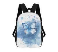 sinyumoney Mochila Infantil Blue Butterfly Watercolor Mochila Escolar 3D Mochila Escolar Para Niños Mochilas Escolares Mochila De Moda Con Bolsillo Bolsas Para Libros 17inch