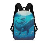 sinyumoney Mochila Infantil Blue Whale Family Mochila Escolar 3D Mochila Escolar Para Niños Mochilas Escolares Mochila De Moda Con Bolsillo Bolsas Para Libros 17inch