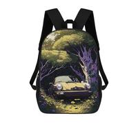 sinyumoney Mochila Infantil, Car in Enchanted Forest Mochila Escolar De Gran Capacidad Para Estudiantes, Mochila Para Libros, Mochila Para Niños, Niñas, Adultos Y Adolescentes 17inch