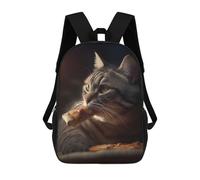 sinyumoney Mochila Infantil Cat Eating Pizza Slice Mochila Escolar 3D Mochila Escolar Para Niños Mochilas Escolares Mochila De Moda Con Bolsillo Bolsas Para Libros 17inch