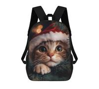 sinyumoney Mochila Infantil Cat in Santa Hat Para Niños Y Niñas, Mochila De Viaje Para Niños, Mochila Escolar Para Adolescentes 17inch