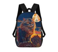 sinyumoney Mochila Infantil Cat Persian And Moon Mochila Escolar 3D Mochila Escolar Para Niños Mochilas Escolares Mochila De Moda Con Bolsillo Bolsas Para Libros 17inch