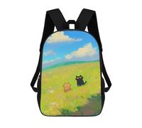 sinyumoney Mochila Infantil Cats in A Field of Flowers Mochila Escolar 3D Mochila Escolar Para Niños Mochilas Escolares Mochila De Moda Con Bolsillo Bolsas Para Libros 17inch