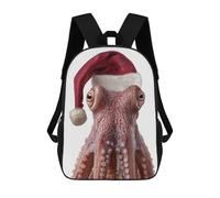 sinyumoney Mochila Infantil Christmas Octopus with Santa Hat Portrait Para Niños Y Niñas, Mochila De Viaje Para Niños, Mochila Escolar Para Adolescentes 17inch