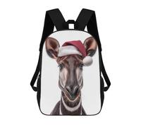 sinyumoney Mochila Infantil Christmas Okapi with Santa Hat Mochila Escolar 3D Mochila Escolar Para Niños Mochilas Escolares Mochila De Moda Con Bolsillo Bolsas Para Libros 17inch