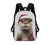 sinyumoney Mochila Infantil Christmas Otter with Santa Hat Portrait Mochila Escolar 3D Mochila Escolar Para Niños Mochilas Escolares Mochila De Moda Con Bolsillo Bolsas Para Libros 17inch