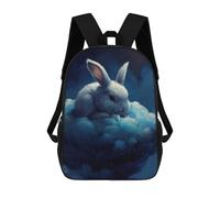 sinyumoney Mochila Infantil, Cloudy Bunny Night Mochila Escolar De Gran Capacidad Para Estudiantes, Mochila Para Libros, Mochila Para Niños, Niñas, Adultos Y Adolescentes 17inch