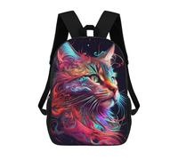 sinyumoney Mochila Infantil Colorful Abstract Cat Art Mochila Escolar 3D Mochila Escolar Para Niños Mochilas Escolares Mochila De Moda Con Bolsillo Bolsas Para Libros 17inch