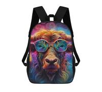 sinyumoney Mochila Infantil, Colorful Bull Portrait-12 Mochila Escolar De Gran Capacidad Para Estudiantes, Mochila Para Libros, Mochila Para Niños, Niñas, Adultos Y Adolescentes 17inch